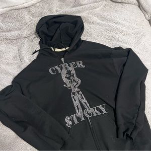 rhinestone cyber sticky zip up hoodie